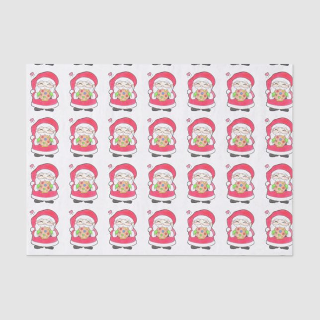 Papier Mousseline Père Noël aime les cookies Papier Tissu (Recto)