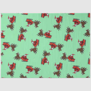 Papier Mousseline Père Noël avec sly sur vert