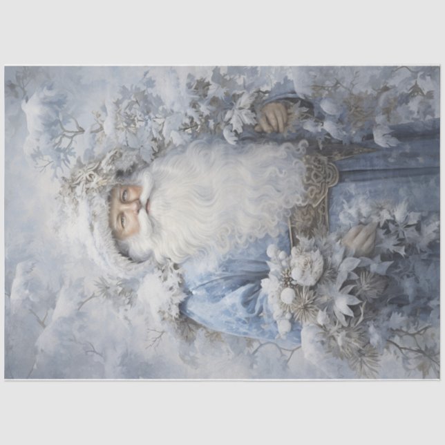 Papier Mousseline Père Noël bleu glace (Recto)