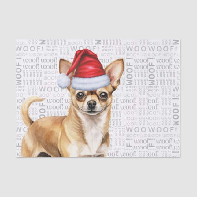 Papier Mousseline Père Noël Chihuahua Festif Chien Noël (Recto)