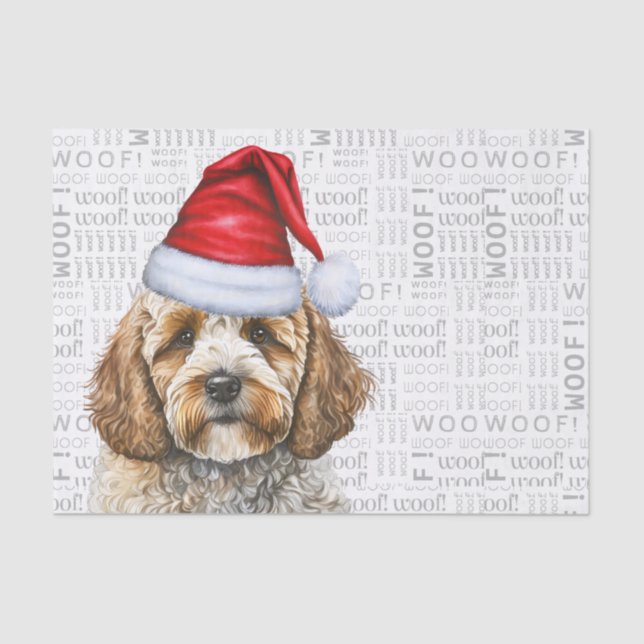 Papier Mousseline Père Noël Cockapoo Festive Chien Noël (Recto)