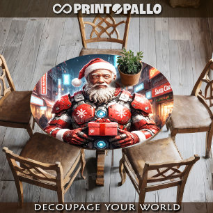 Papier Mousseline Père Noël Cyborg noir en armure de Noël