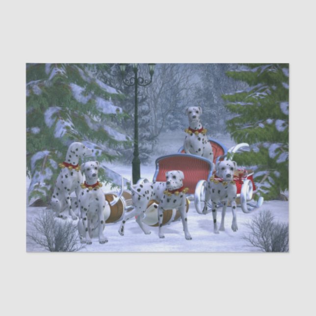 Papier Mousseline Père Noël dalmate et son renne dalmate (Recto)