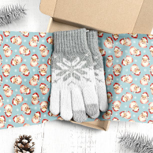 Papier Mousseline Père Noël de Noël à l'aquarelle vintage bleue