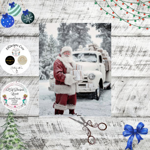 Papier Mousseline Père Noël découpé blanc enneigé hiver merveilleux 