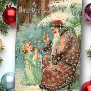 Papier Mousseline Père Noël en Forêt d'hiver avec Angel