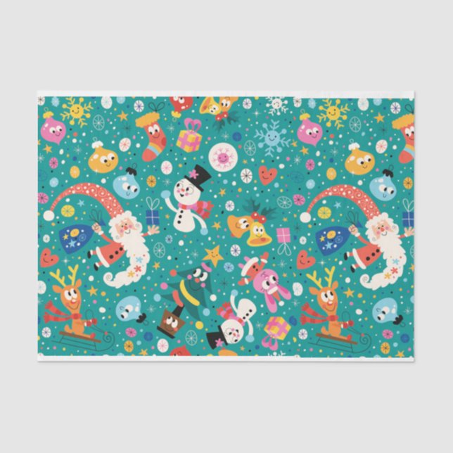 Papier Mousseline Père Noël et Joyeux amis (Recto)