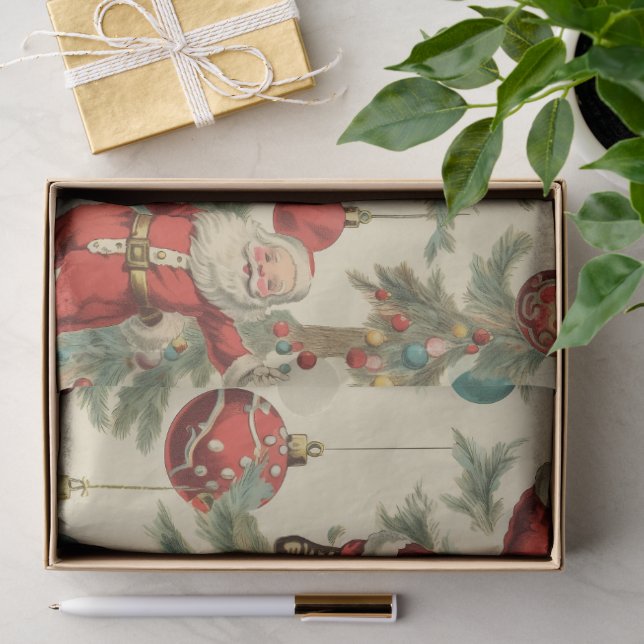 Papier Mousseline Père Noël kitch et décorations  (Cadeau)