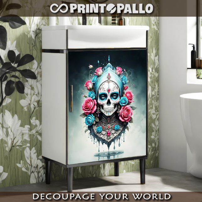 Papier Mousseline Père Noël Muerte crâne en fleurs - Lady Death (Créateur téléchargé)