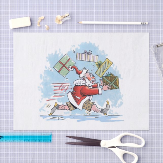 Papier Mousseline Père Noël Papier de tissu non préparé grand (Artisanat)