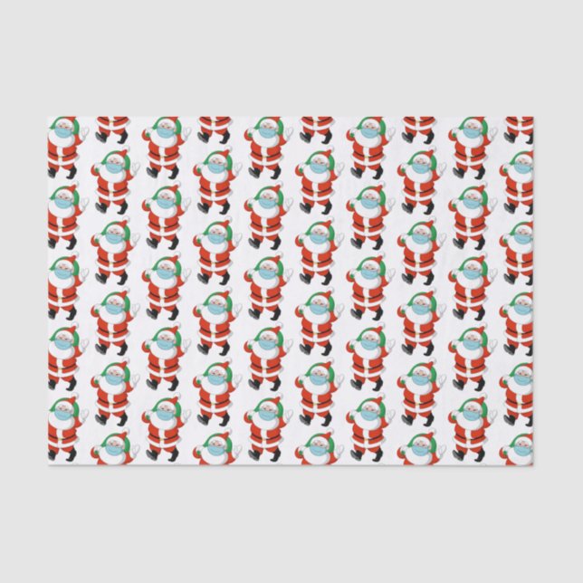 Papier Mousseline Père Noël portant un masque médical (Recto)