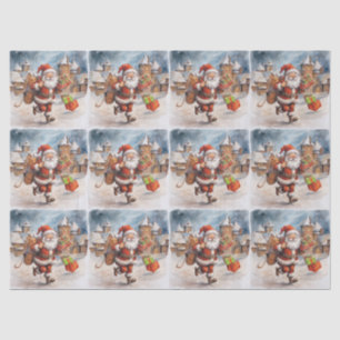 Papier Mousseline Père Noël Se Dépêche Le Soir De Noël