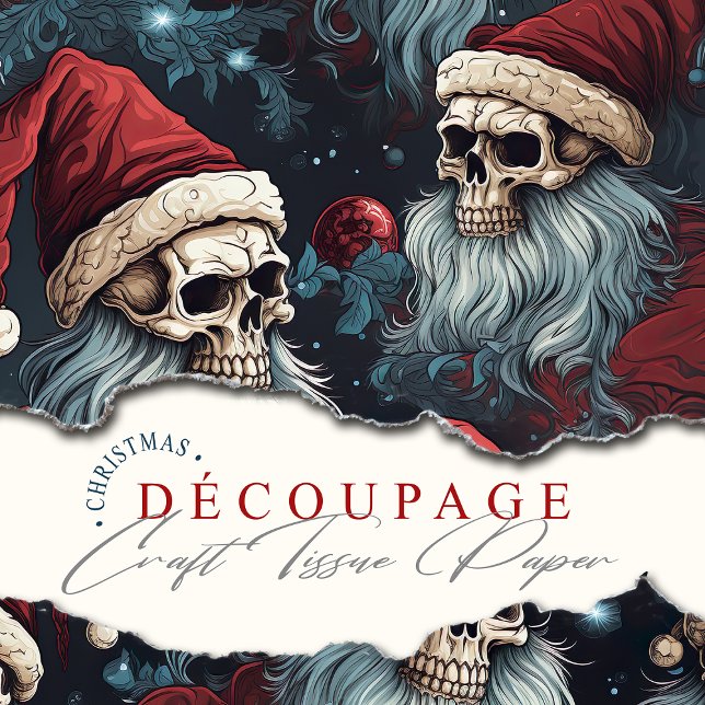Papier Mousseline Père Noël Skuls dans la Découpage de Noël gothique (Have an alternative Gothmas this Christmas wit this fabulous tissue paper suitable for goth crafts.)