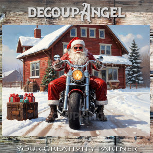 Papier Mousseline Père Noël sur la route - Découpage -