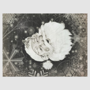 Papier Mousseline Père Noël vintage avec des flocons de neige