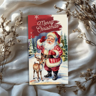 Papier Mousseline Père Noël vintage avec riz de Noël aux rennes