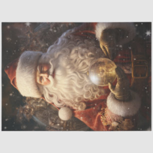 Papier Mousseline Père Noël vintage avec une boule de Noël brillante
