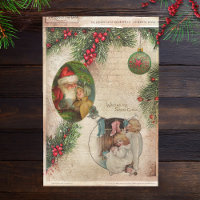 Père Noël vintage, Enfants, Pin & Découpage Holly