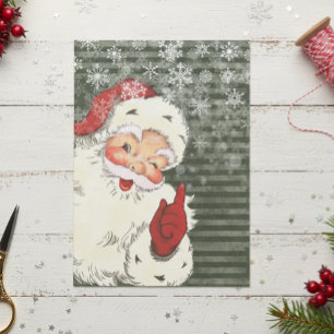 Papier Mousseline Père Noël vintage rayures vertes victoriennes