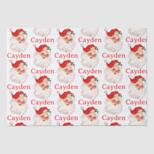 Papier Mousseline Père Noël vintage rouge Noël nom personnalisé