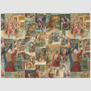 Papier Mousseline Père victorien Noël avec enfants Collage