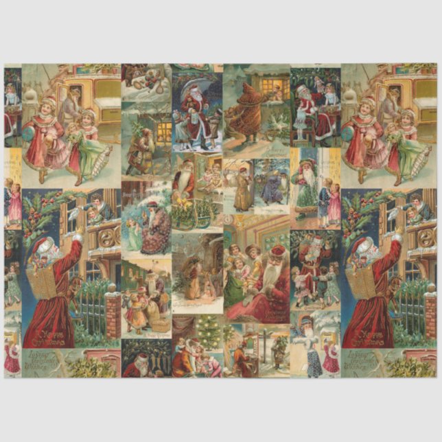Papier Mousseline Père victorien Noël avec enfants Collage (Recto)