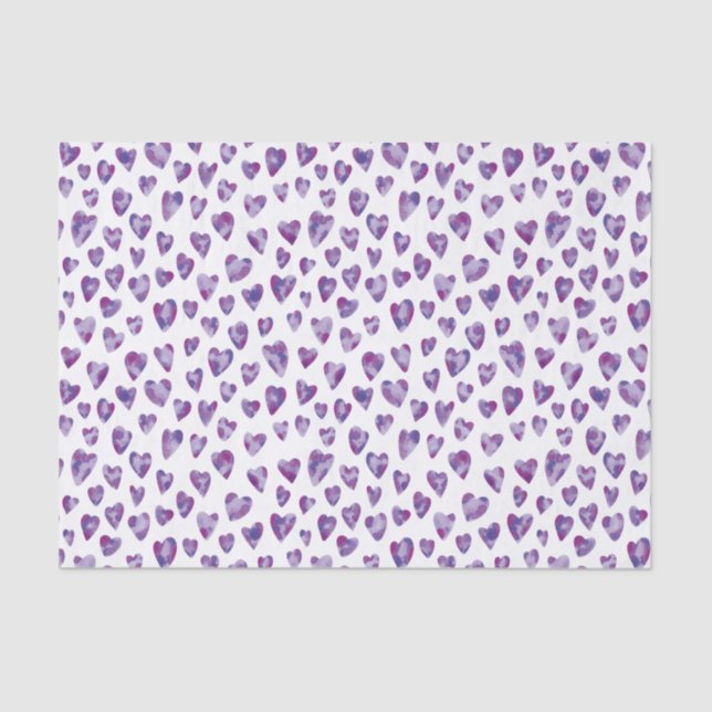 Papier Mousseline Périwinkle violet Valentine Love motif de coeur (Recto)