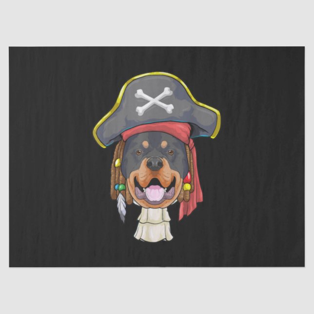 Papier Mousseline Perles caribéennes Rottweiler Chien pirate Amoureu (Recto)