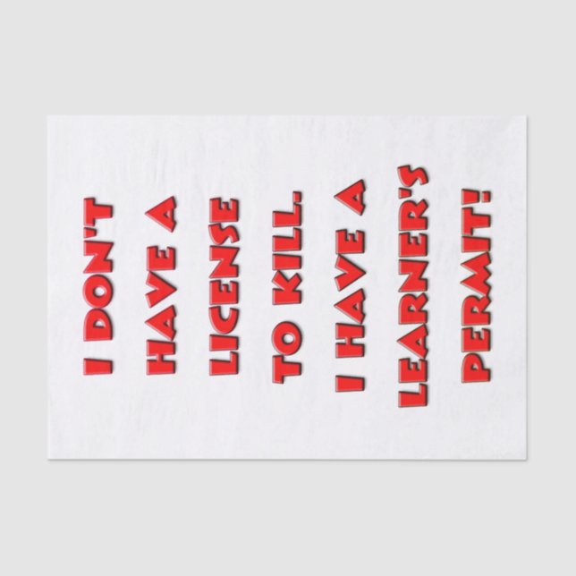 Papier Mousseline Permis de tuer le texte (Recto)