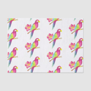 Papier Mousseline Perroquet Aquarelle Tropicale Fête d'Été