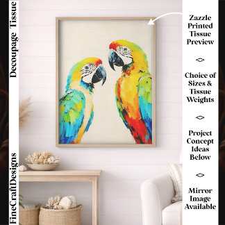 Papier Mousseline Perroquet Ara Tropical Coloré Lumineux, Paire FW8R