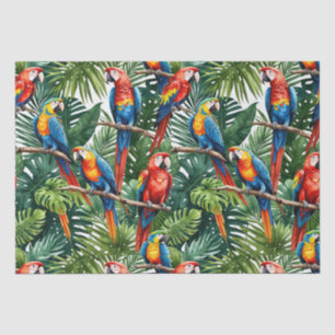 Papier Mousseline perroquet jungle papier de tissus
