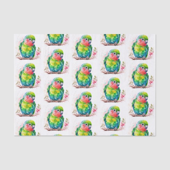 Papier Mousseline Perroquet vert - Bébé mignon Motif (Recto)