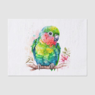 Papier Mousseline Perroquet vert - Bébé mignon oiseau