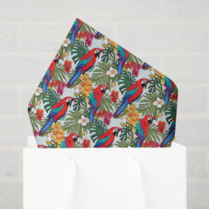 Papier Mousseline Perroquets de plage mignons motif tropical