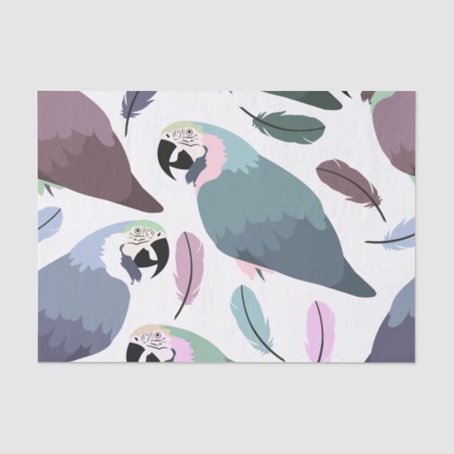 Papier Mousseline Perroquets modernes motif tropical  (Recto)