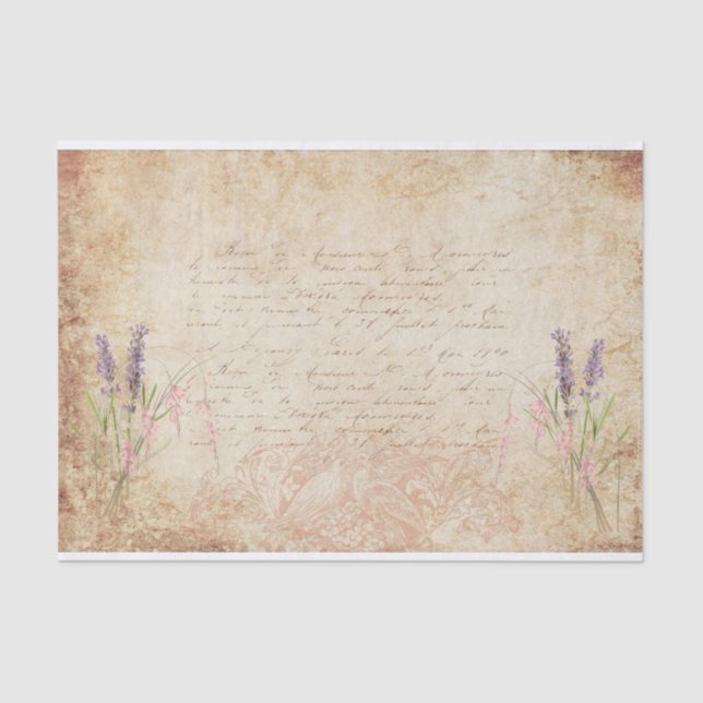 Papier Mousseline Perruches et fleurs (Recto)