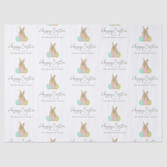 Papier Mousseline Personalized Happy Easter Bunny Watercolor (Recto)