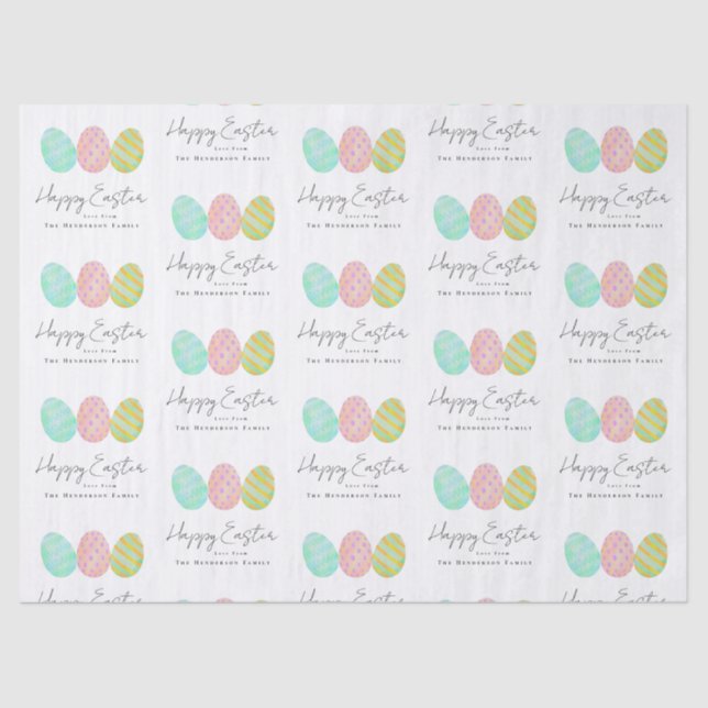 Papier Mousseline Personalized Happy Easter Eggs Watercolor (Recto)