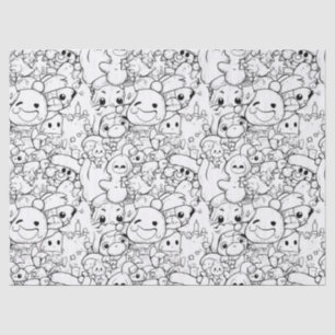 Papier Mousseline Personnages Mignons Kawaii Doodle (1)