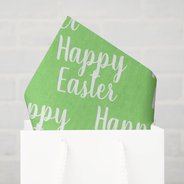 Papier Mousseline Personnalisable Happy Easter Green (Sac cadeau)