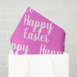 Papier Mousseline Personnalisable Joyeux Pâques rose
