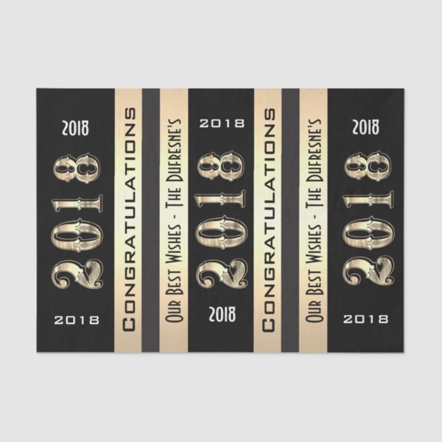 Papier Mousseline Personnalisé 2018 avec votre nom de famille Gradua (Recto)