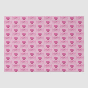 Papier Mousseline Personnalisé Coeur rose MOM Floral Letting Art