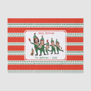 Papier Mousseline Personnalisé Elf Votre famille de six incluant le