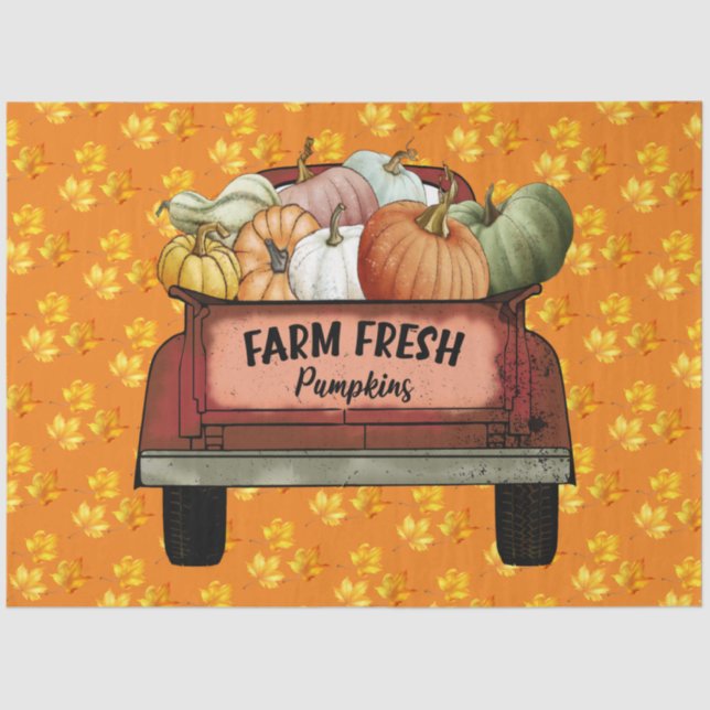 Papier Mousseline Personnaliser d'automne Citrouille Feuilles d'or (Recto)