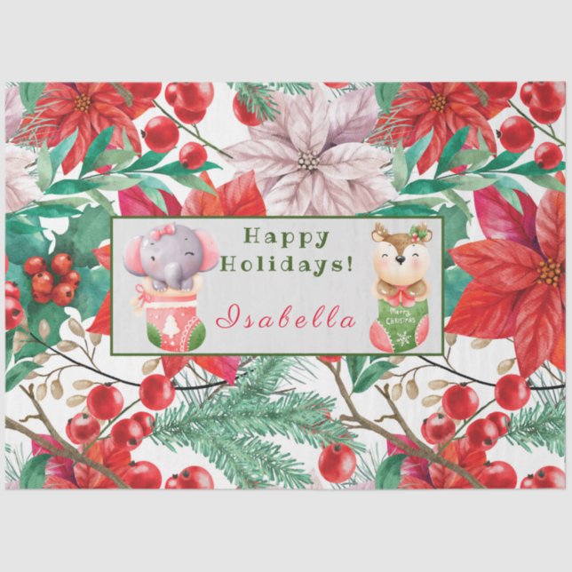 Papier Mousseline Personnaliser des éléphants et des cerfs Texte et  (Recto)