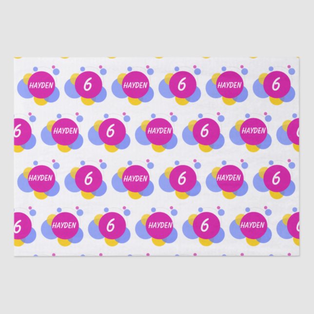 Papier Mousseline Personnaliser le nom et l'âge répétés des enfants (Recto)