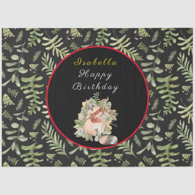 Papier Mousseline Personnaliser Sleepy Raccoon Texte et couleur (Recto)