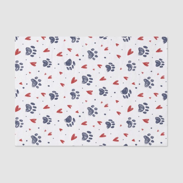 Papier Mousseline Pet Empreinte de patte Coeur Motif Saint Valentin (Recto)